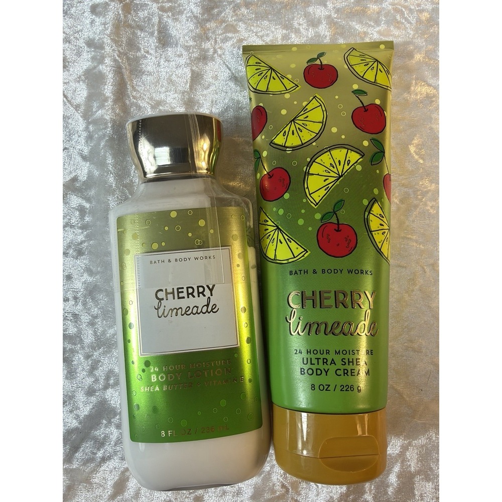 Bath & Body Works Cherry Limeade‎ Lotion & Body Cream Set 8 Oz Fruity Citrus